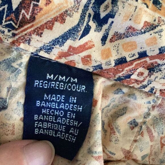 Wrangler Checotah Aztec Pearl Snap Long Sleeve Western Shirt Men’s Medium - Picture 7 of 9